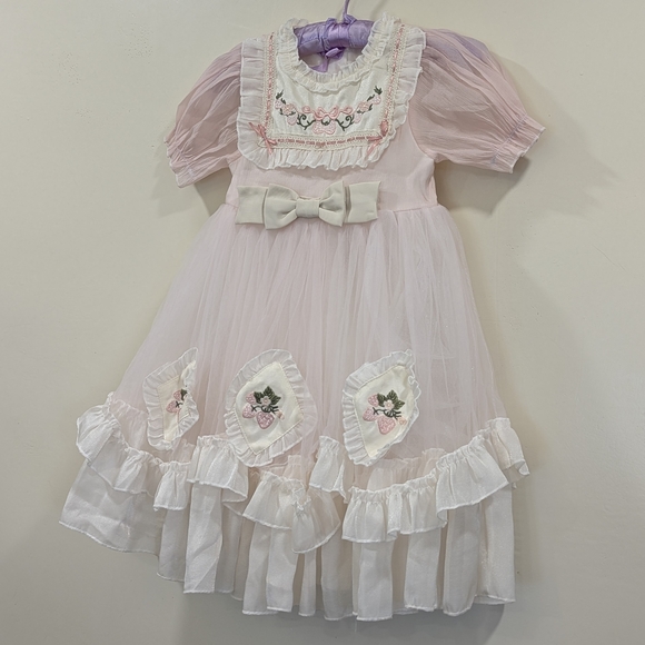 Pink and White Kids Formal Dress - Picture 3 of 4